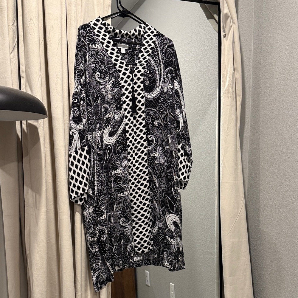 Charter Club Black and White Floral Top